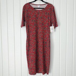 NWT LuLaRoe Julia Dress XL Floral Bodycon Fitted Brown Rust Red NEW